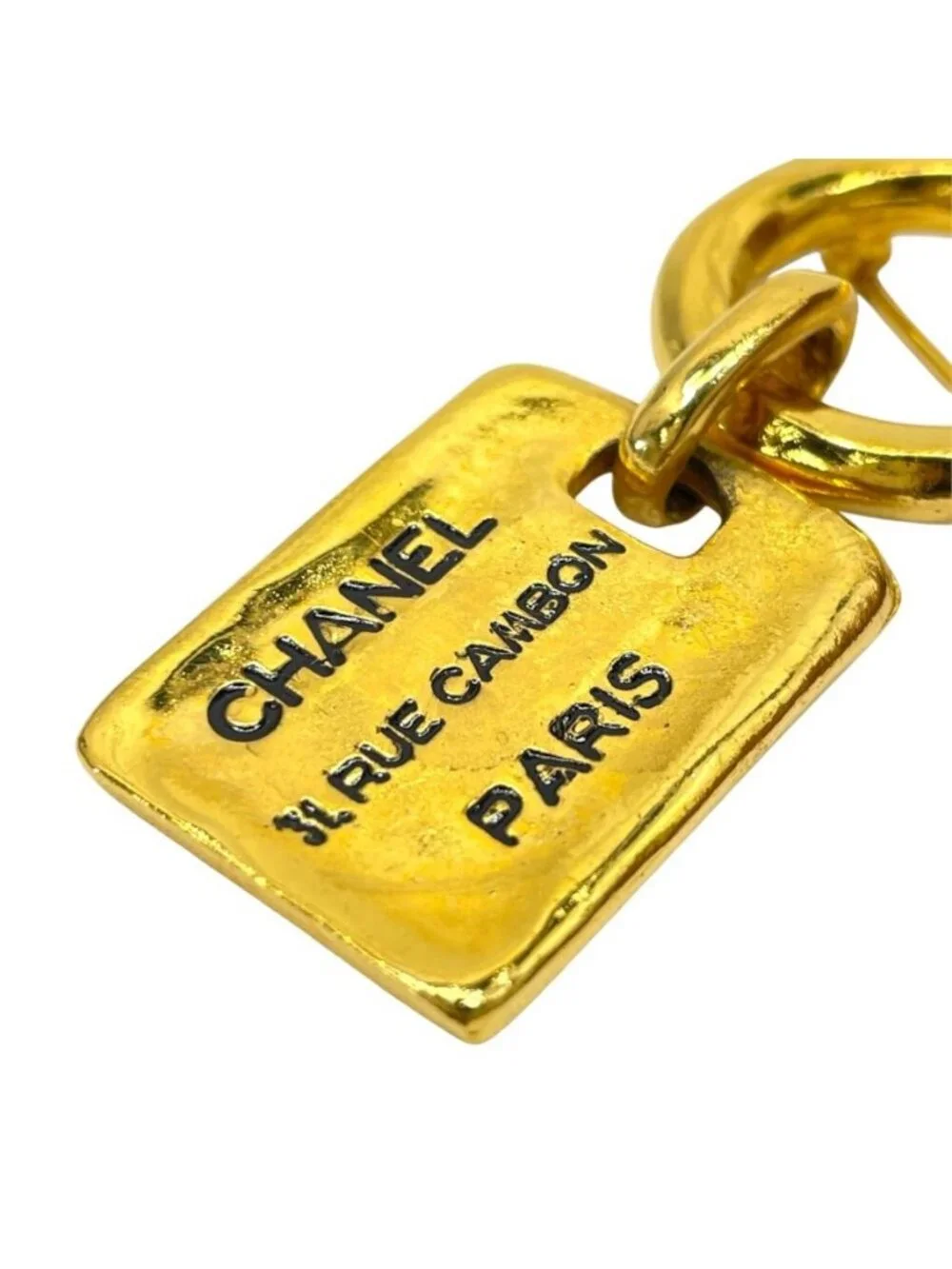 Chanel Brooch Cambon Plate Swing 31 Rue Metal Gold
